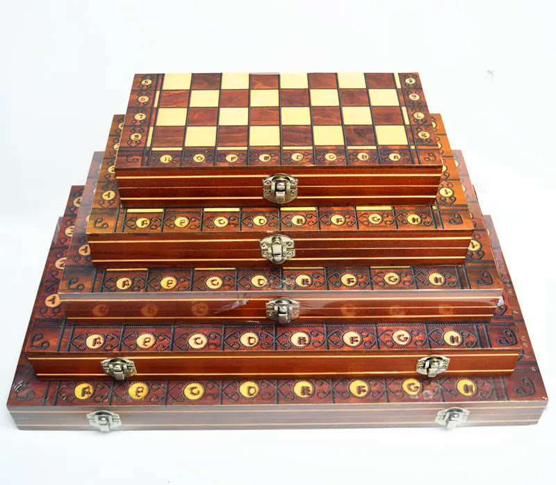 3-in-1 Foldable Chess Backgammon Checkers Set