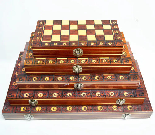 3-in-1 Foldable Chess Backgammon Checkers Set