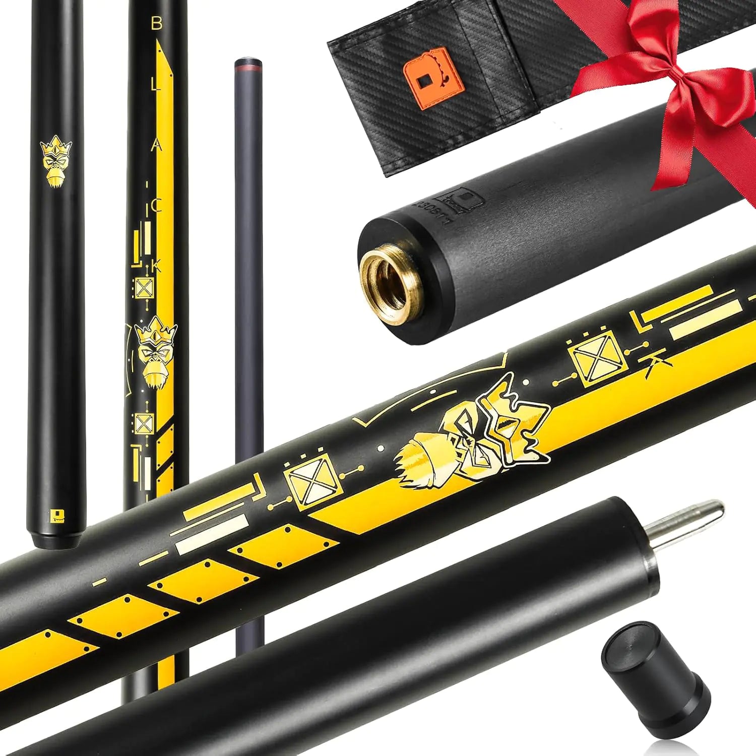 PODAYUDE Little Monster Carbon Fiber Break Jump Cue - 3 Pieces Break Pool Cue Jump Cue Stick Shaft Low Deflection Billiard Pool Cue 12.9mm Tip with Soft Bag