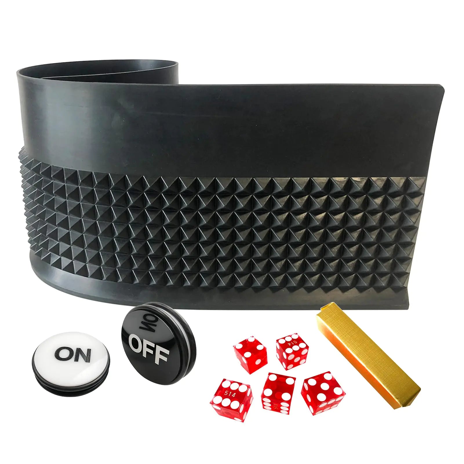 Yuanhe Craps Table Top Set - Includes Black Craps Diamond Pyramid Bumper Rubber Felt Wall Casino Grade AAA Precision Serialized 19mm Dice SetPoker Dealer Button