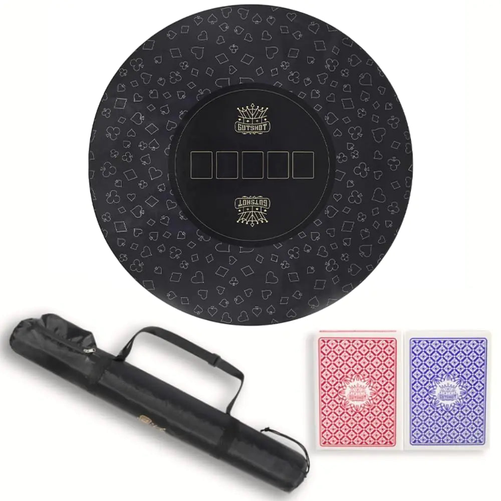 Foldable Casino Quality Poker Mat | Water Resistant Poker Table Cloth Soft Multi-spandex | Black 47X47 | Waterproof Durable Noise-Free Gameplay | Stylish Poker Table Top for Anywhere Gaming