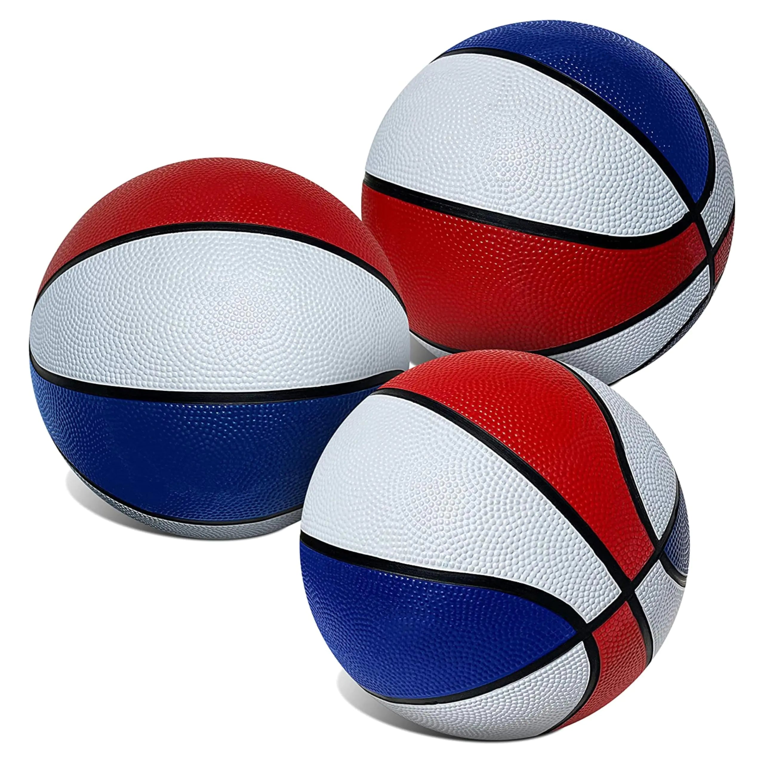 Botabee Red White and Blue Mini Basketball Set Basketball Arcade Games - Size 3 7” Junior Basketballs Suitable for Indoors Outdoors and Arcade Basketball - 3 Pack