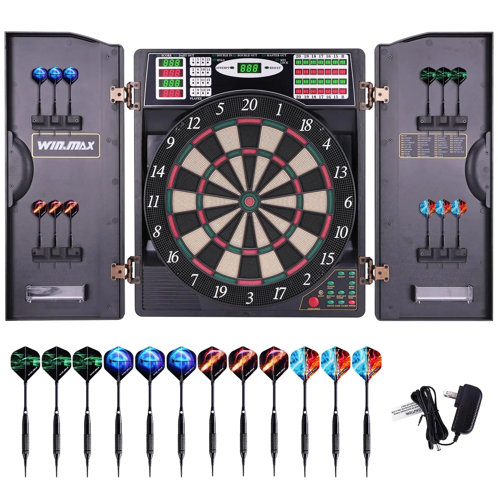 Electronic Dart Board LED Electric Digital Dart Boards for Adults with Cabinet with 12 Soft Tip Dartboard Set