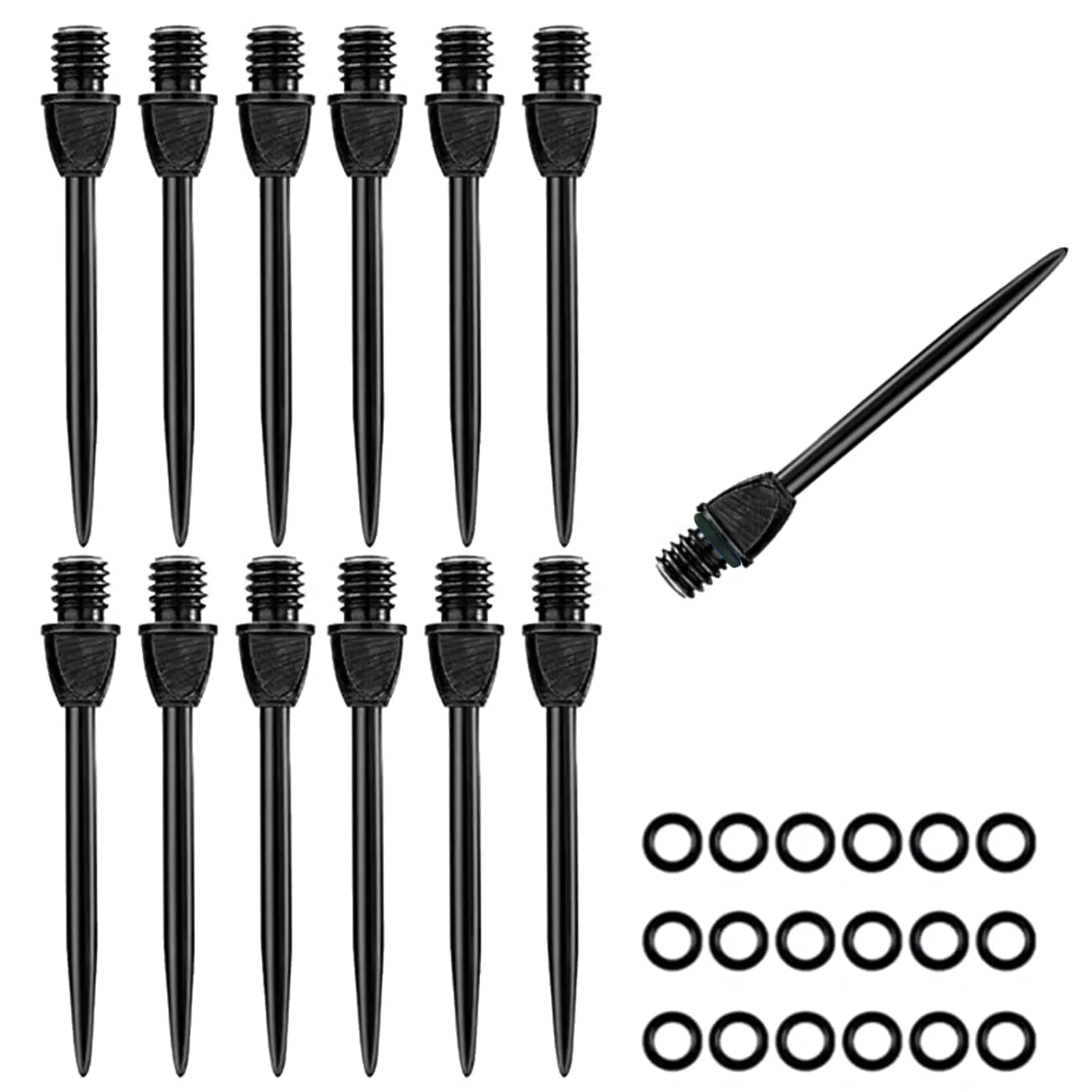 HERZWILD 12Pcs Soft Dart Point Converter Steel Dart Point Alloy 2BA Thread Soft Dart Tips Converter Dart Accessories with Rubber O-Rings (Color-D)