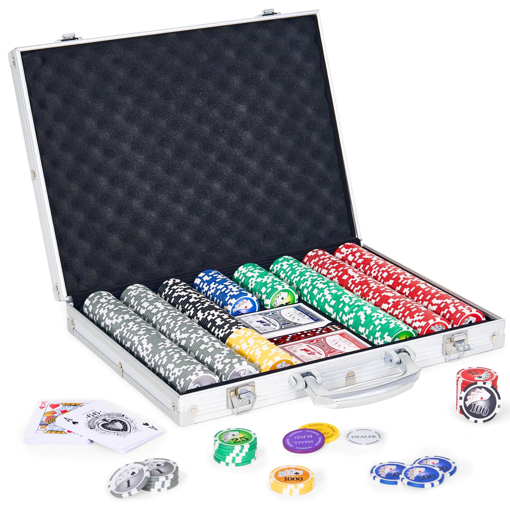 Poker Chips with Numbers500PCS Poker Chip Set with Aluminum Travel Case11.5 Gram Poker Set for Texas Holdem and Blackjack Gambling.