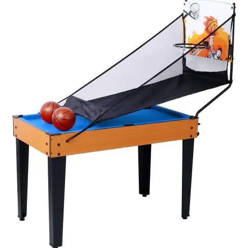 5-in-1 Multi-Game Table - Billiards, Push Hockey  Foosball  Ping Pong, And Basketball Black Blue