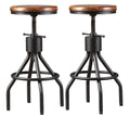 LOKKHAN Set of 2 Industrial Bar Stool-Height Adjustable Swivel Wood and Metal Bar StoolFarmhouse StoolExtra Tall Pub Height23"-29"