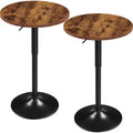 Yaheetech Round Bar Table Adjustable Height and 360° Swivel Bar Tables Cocktail Table with MDF Top Silver Leg Base for Bar Bistro Café 2pcs Rustic Brown