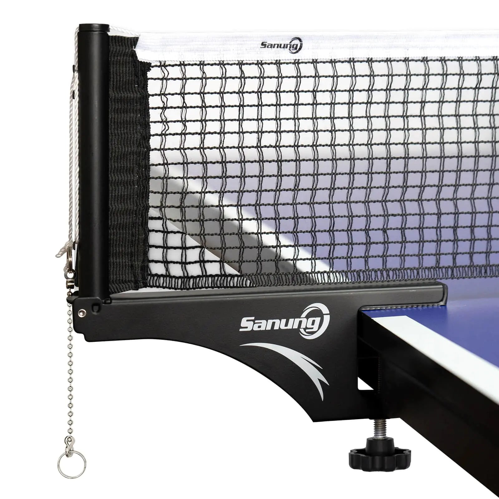Sanung S207 Table Tennis Net and Post Set Collapsible Ping Pong Mesh Net Clip with high Strength Grip Holder Adjustable Screw Clamp Post Kit for Professional Training Competition Game Playing