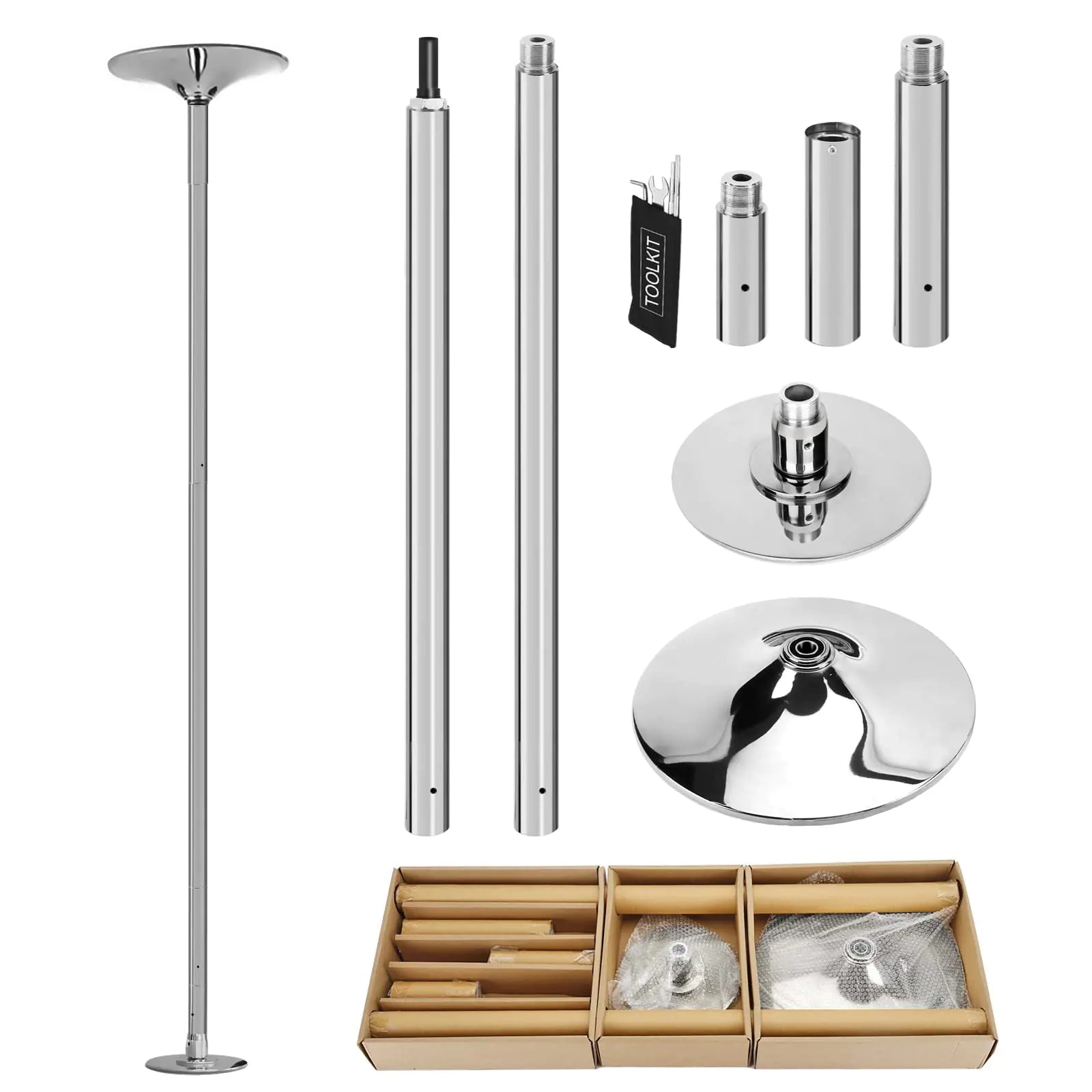 PRIOR FITNESS Professional Dance Pole 45mm Dance Pole Set Adjustable Heavy Duty Spinning Removable Pole Dance Portable Static Fitness Dancing Pole Kit for Home Apartment Club Party Gym