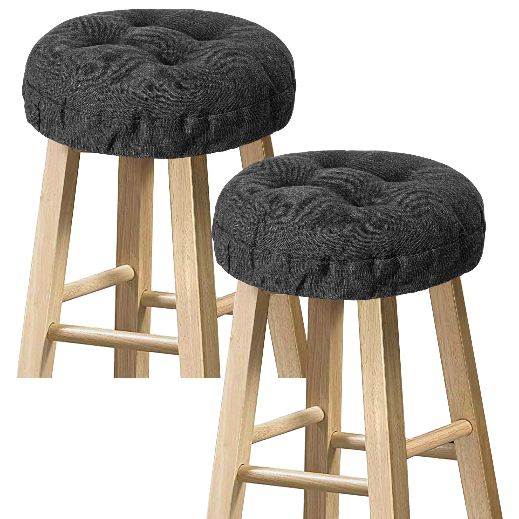 Sunlit Bar Stool Covers - Set of 2 Round Bar Stool Seat Covers Soft and Cushioned Bar Chair Covers Easy to Install and Wash Cover Only 12 Inch Diameter Black