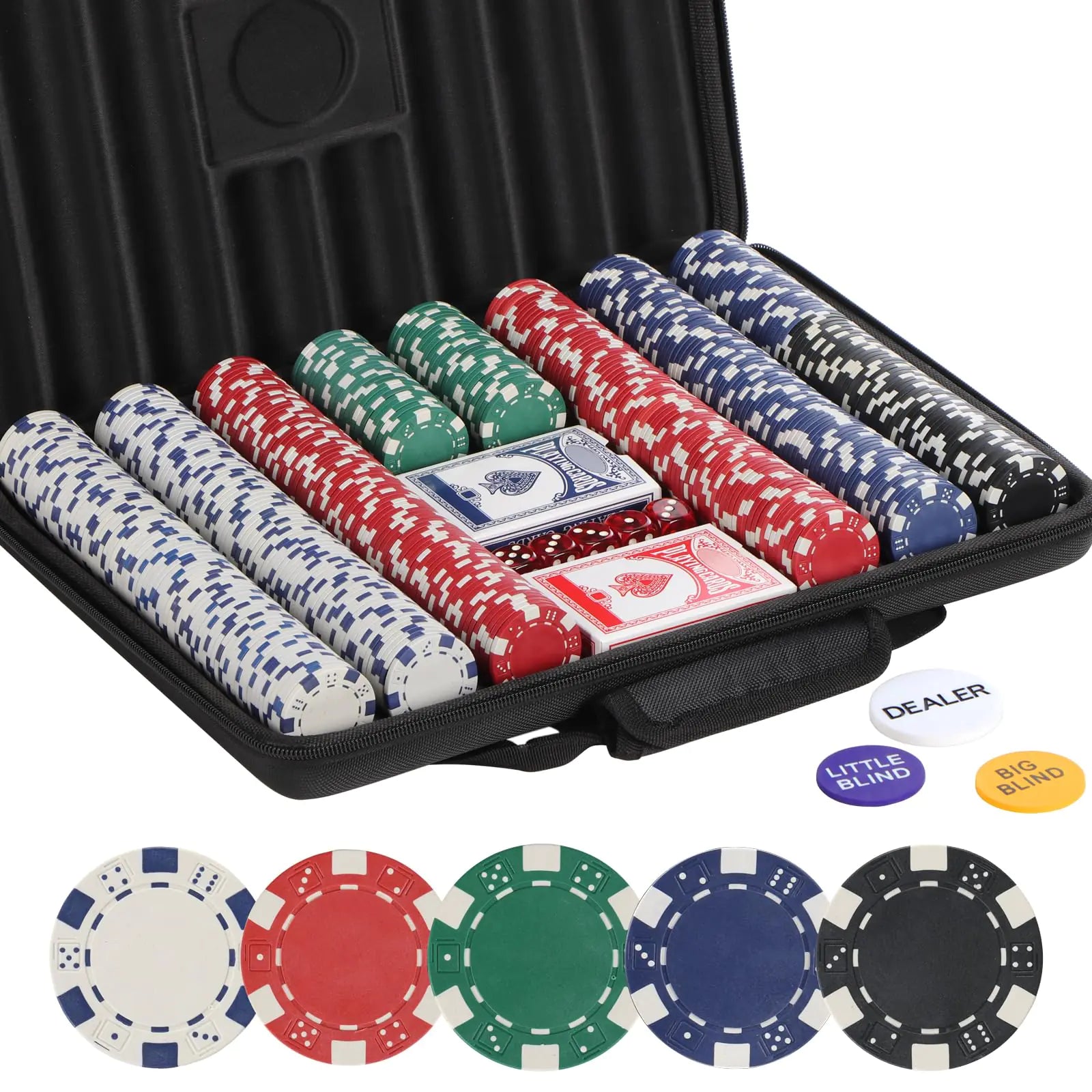 LUOBAO Poker Chips Set500 Pcs Poker Chips for Texas HoldemBlackjackwith High-Strength Oxford Cloth Handbag