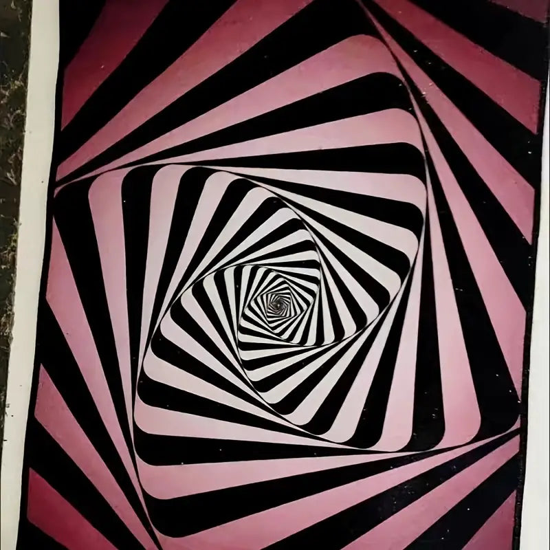 Abstract Geometric Vortex Illusion Non-Slip Area Rug