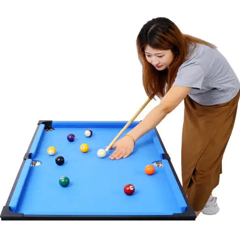 5-in-1 Multi-Game Table - Billiards, Push Hockey  Foosball  Ping Pong, And Basketball Black Blue