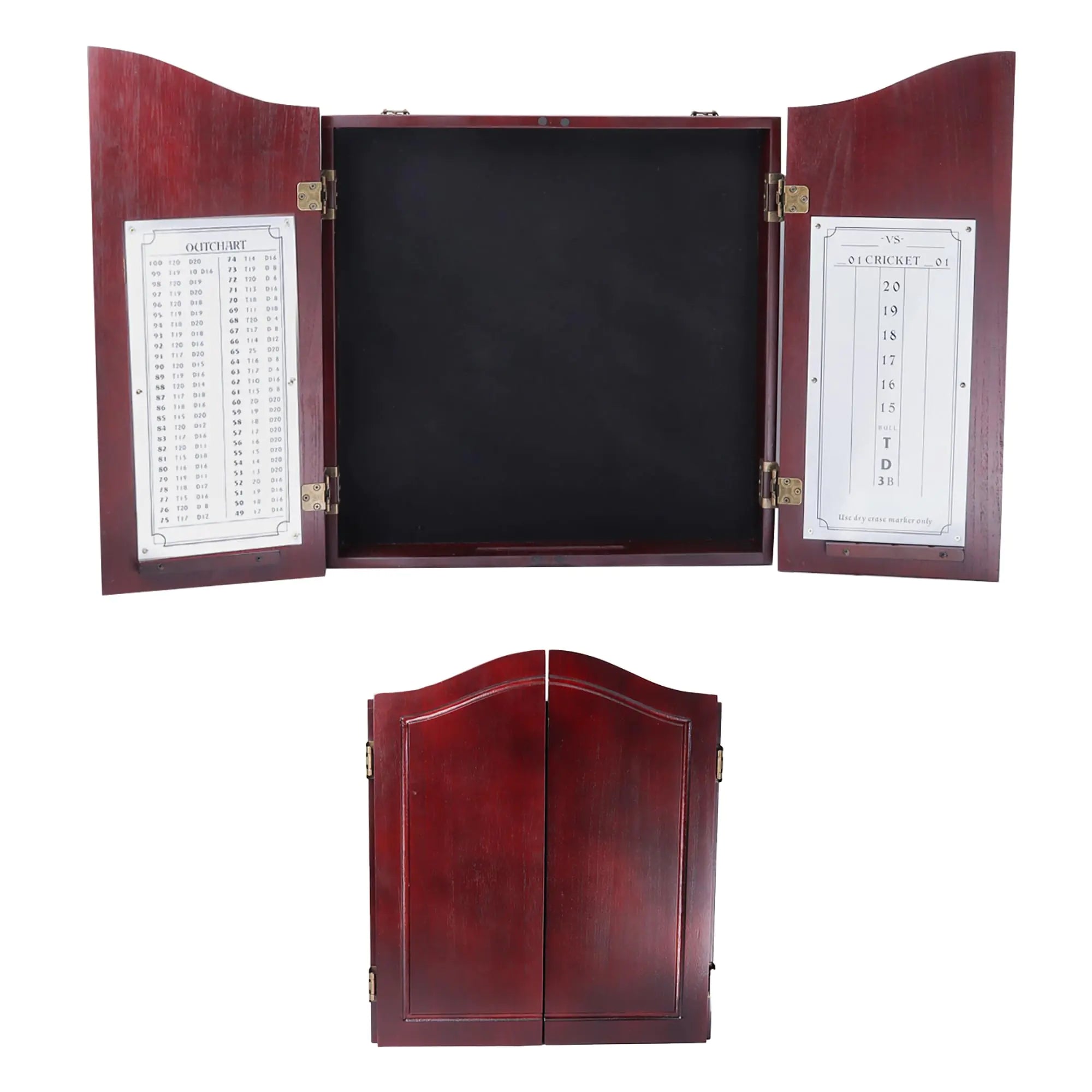 GSE Games & Sports Expert Professional Solid Wood Classic Official Size Dartboard Cabinet with Dart Scoreboard for Game Room. Dart Board & Darts Not Included (Deluxe Cherry)