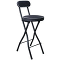 UWEAR Folding Bar Stool with BackTall Folding Stool Chair Leather Padded Portable Stool Counter Height Foldable Stool ChairCollapsible Stool for Adults Kitchen Island Guitar (Black)