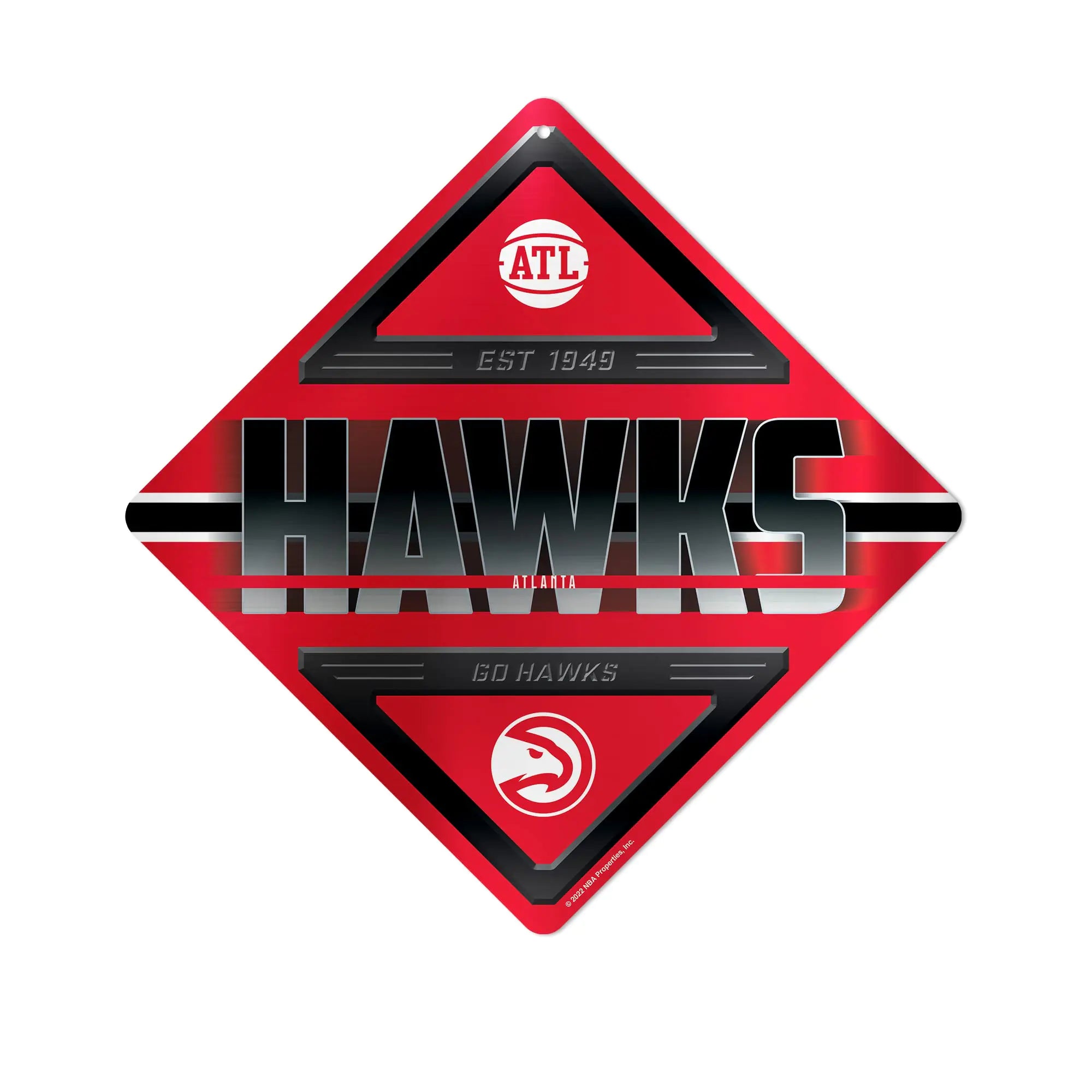 Rico Industries NBA Basketball Atlanta Hawks Metal Sign 16.5" x 16.5" Home Décor - Bedroom - Office - Man Cave