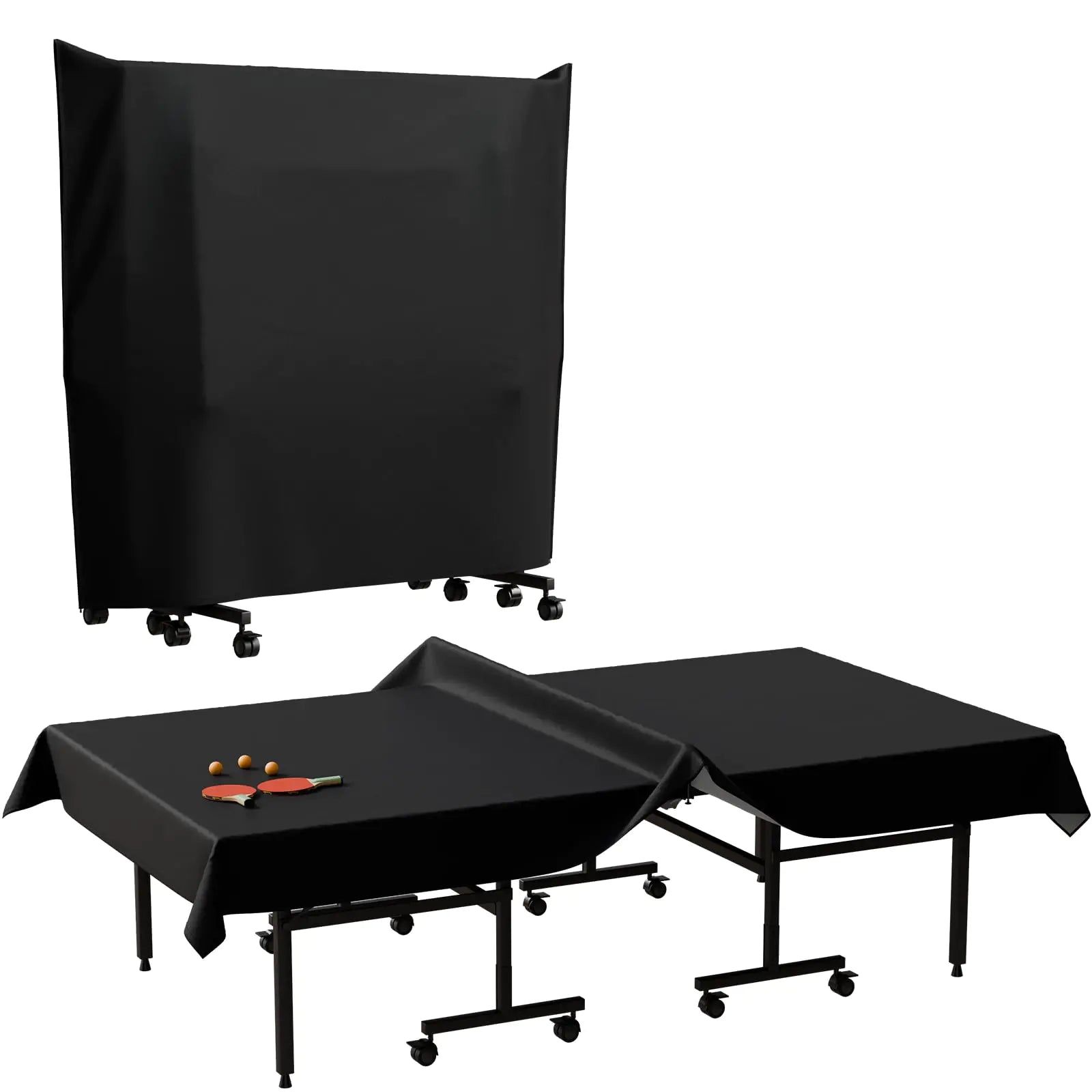 YRDKB Ping Pong Table Cover - 9x4.5FT Black Ping Ping Cover Waterproof Table Tennis Cover Heavy Duty Indoor and Outdoor Tables Cover for Weather Protection