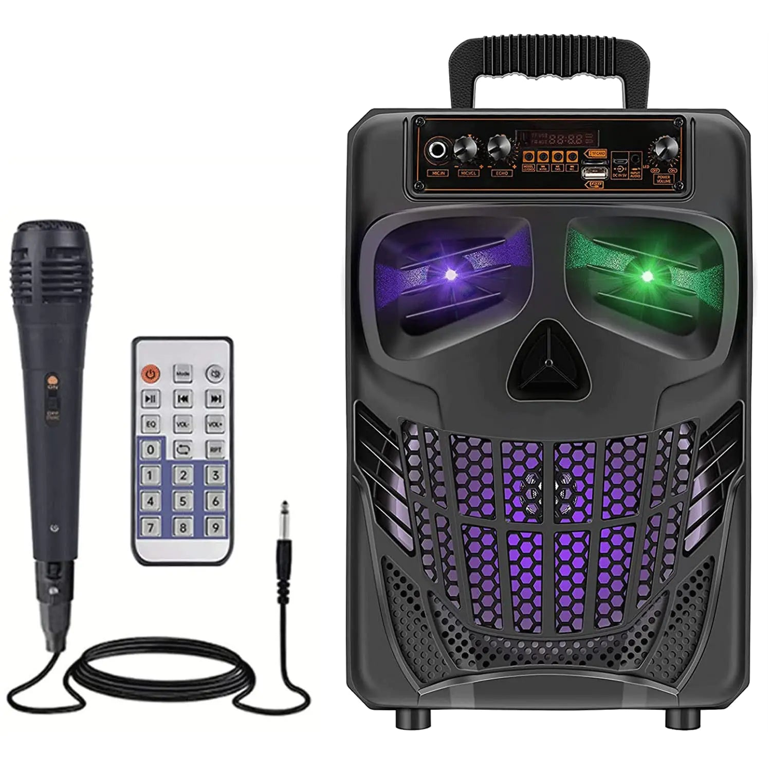 Aesackir Portable Bluetooth Speaker with Subwoofer Wireless Speakers Outdoor/Indoor Big Support Remote Control FM Radio TF Card LED Lights MP3 Player Party for Home Camping iPhone Computer PC (B-S08)