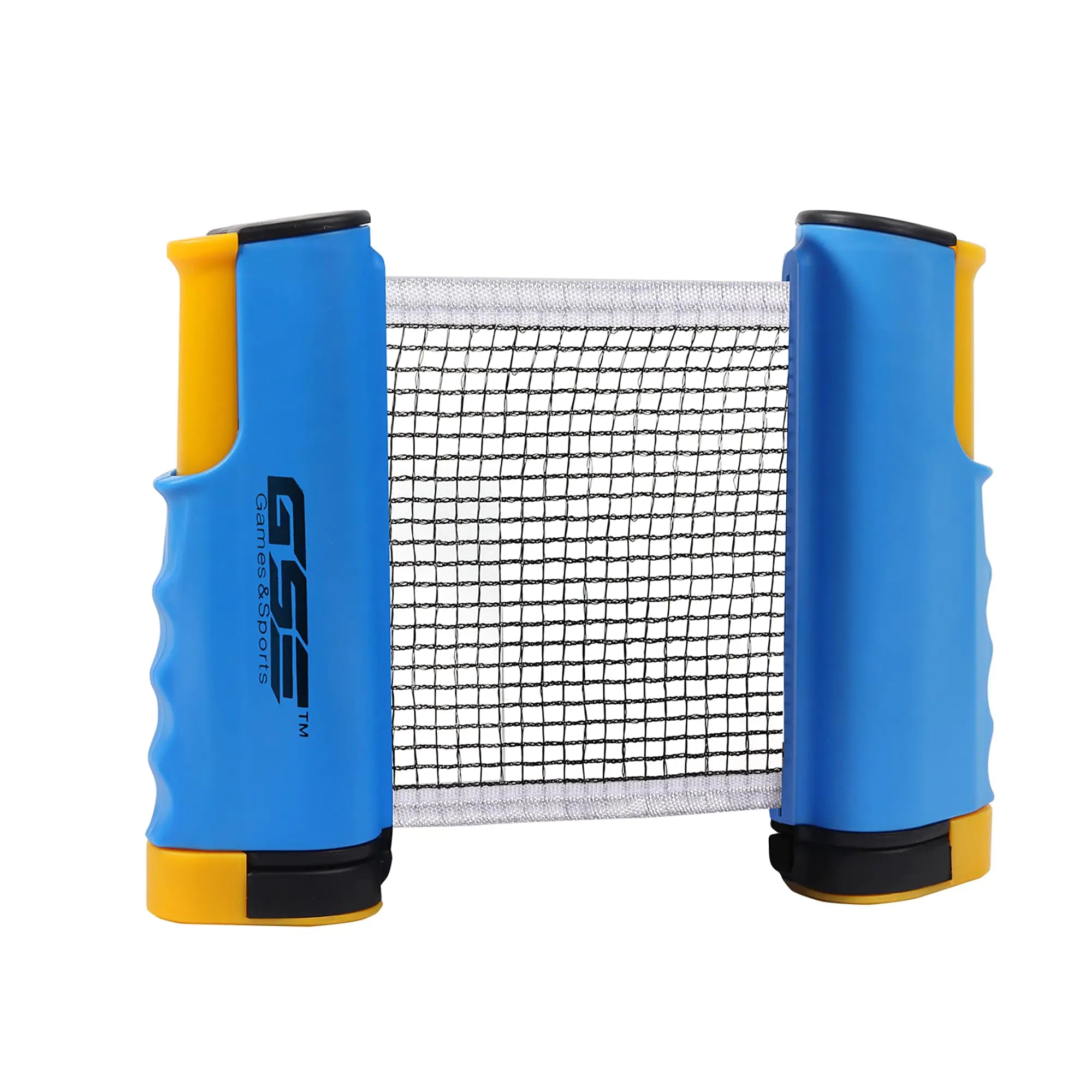 GSE Games & Sports Expert Adjustable Retractable Ping Pong Net & Post. Portable Table Tennis Net & Clamps. Replacement Ping Pong Net for Any Tables (Blue)