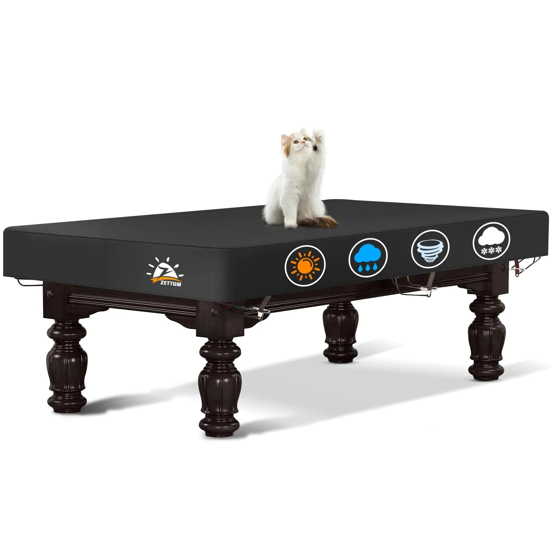 Zettum Pool Table Cover - 7/8/9 Feet Billiard Table Cover 600D Waterproof & Heavy Duty Covers for Billiard Pool Table Scratch-Proof UV Protection Snooker Furniture Table Cover - 9 Feet