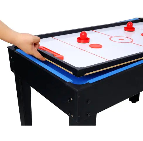 5-in-1 Multi-Game Table - Billiards, Push Hockey  Foosball  Ping Pong, And Basketball Black Blue