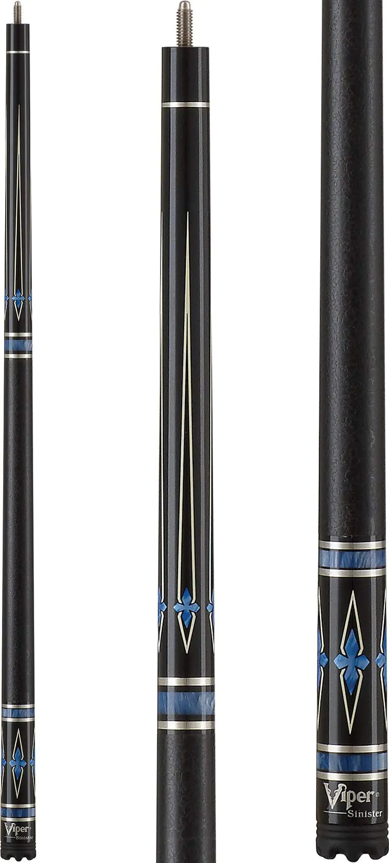Viper Sinister 58" 2-Piece Billiard/Pool Cue Black with Blue/Silver Inlay 20 Ounce50-1401-20