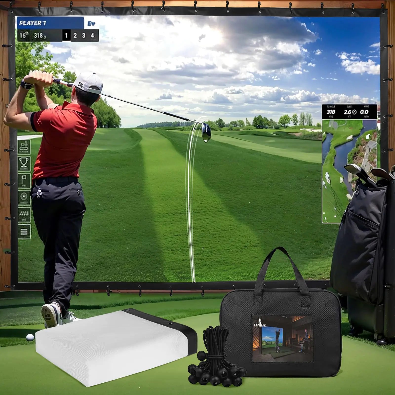 Fahnemt Golf Simulator Impact Screen(118 * 78 118 * 118 118 * 157) for Indoor/Home/Garage Training Washable Golf Impact Screen for Golf Practice