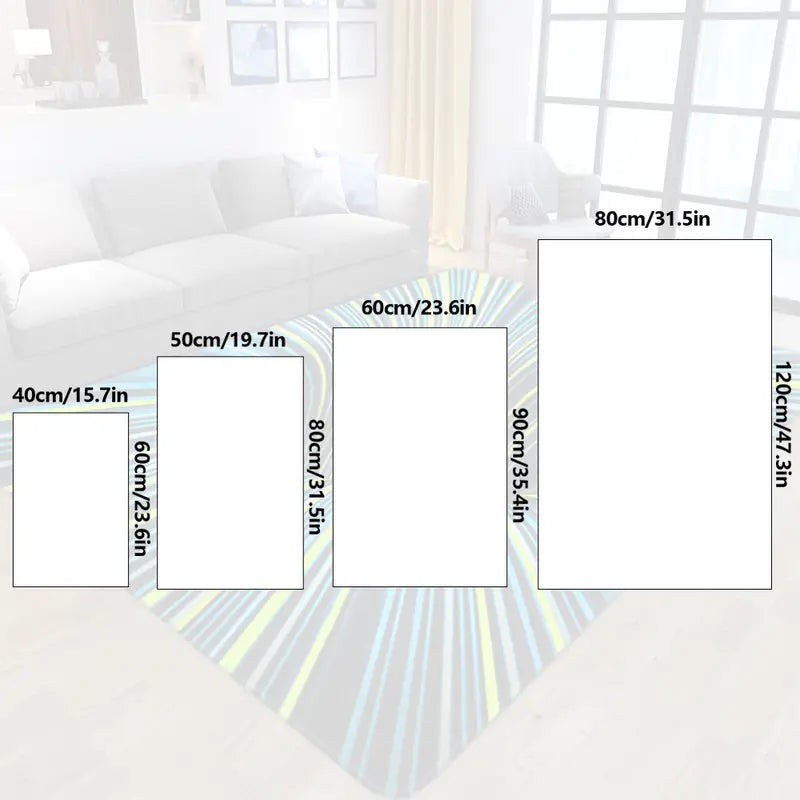 3D Swirl Illusion Non-Slip Area Rug for Home