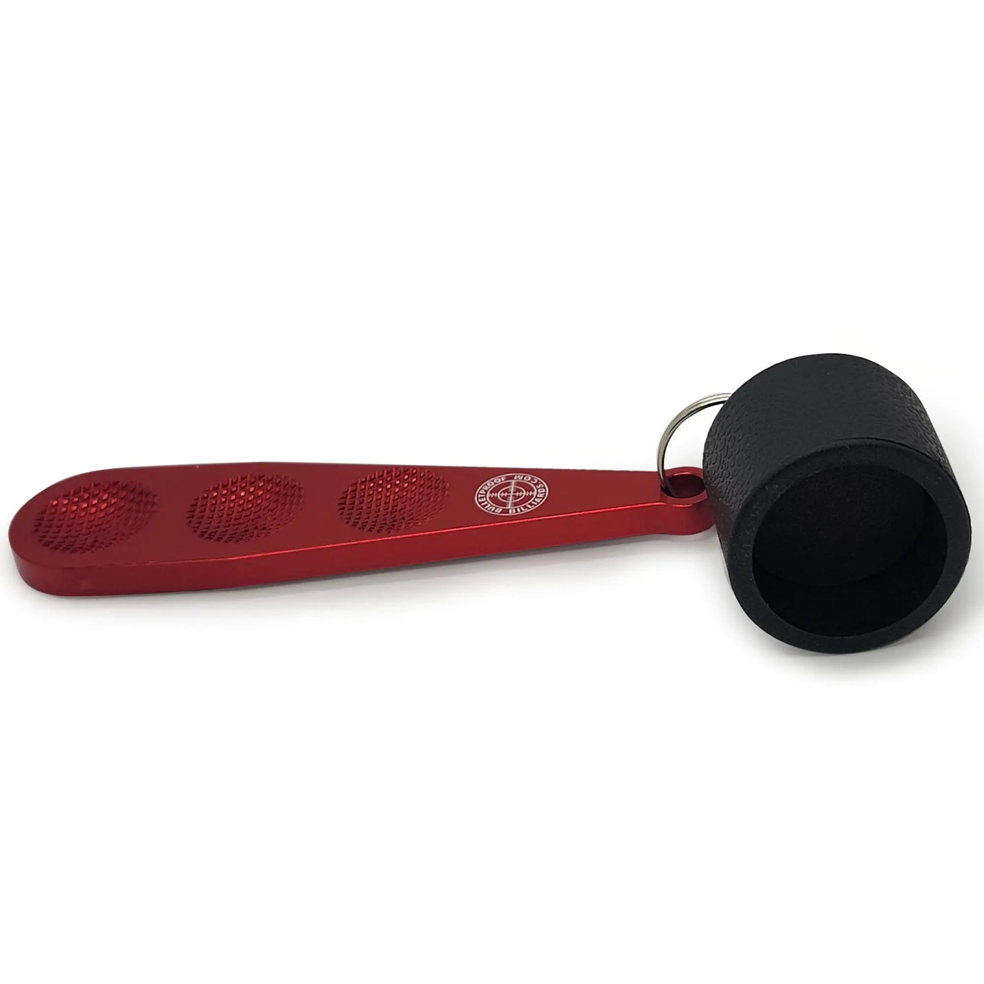 Bulletproof Caliber Chalker - Ultimate Pool Chalk Holder for Billiards - Portable Pool Table Accessories - Uniquely Innovative Durable and Multi-Use Cue Tip Shaper - Red (Round Chalk)