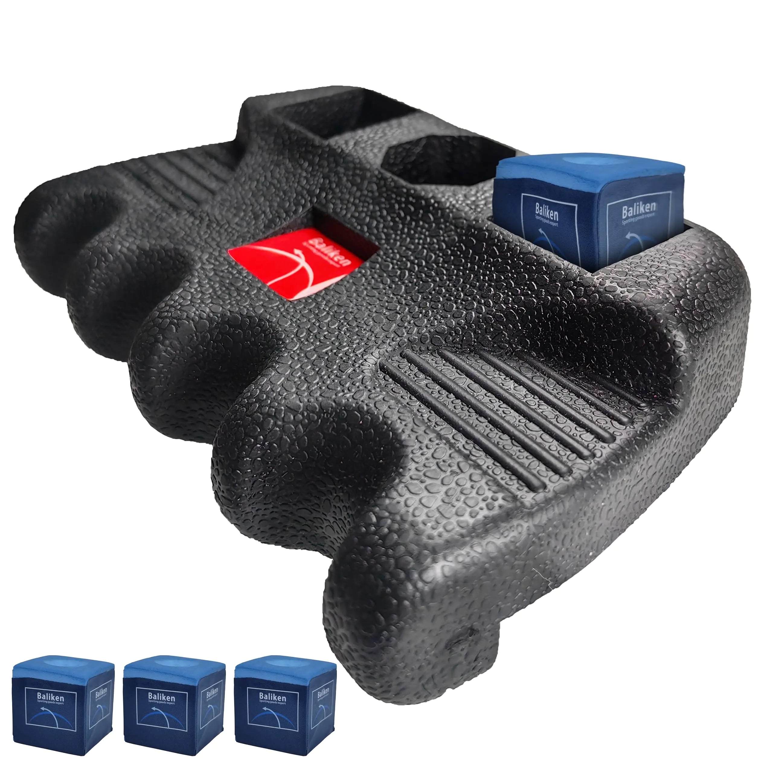 BALIKEN Cue Pool Stick Holder for Table Cue Rest Weighted Billiards 2/3/4 Pool Cues Holder Nicks Sticks Cue Stick Case Cue Rack with Chalk Holder Mini Stick Holder Non-Slip 4 Cue